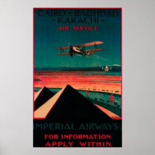 Cairo - Bagdad - Karachi Air Vintage Poster