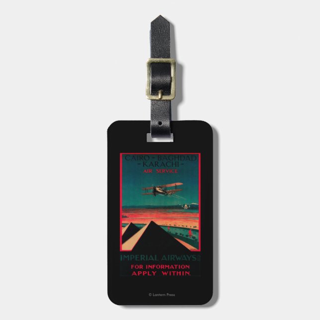 Cairo - Bagdad - Karachi Air Vintage Poster Luggage Tag (Front Vertical)