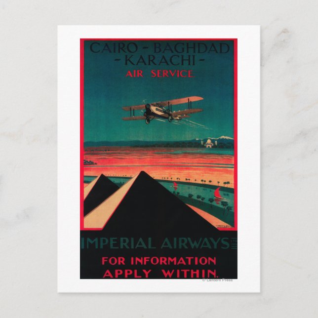 Cairo - Bagdad - Karachi Air Vintage Poster Postcard (Front)
