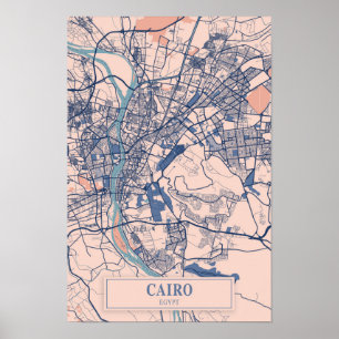 Cairo Egypt Breezy City Map Travel Poster