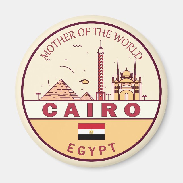 Cairo Egypt City Skyline Emblem Magnet (Front)