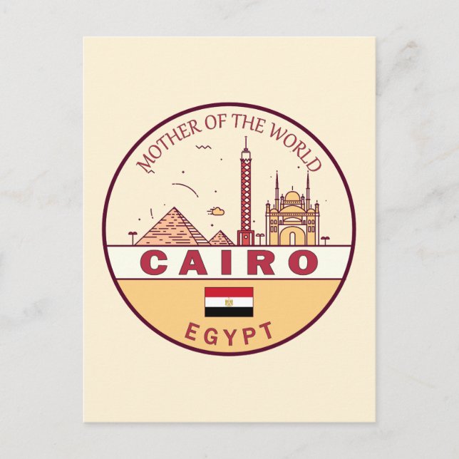 Cairo Egypt City Skyline Emblem Postcard (Front)