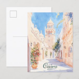 Cairo Egypt Gouache Paint Illustration Travel Postcard
