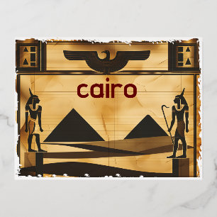 Cairo, Egypt Postcard...Here is Cairo Foil Holiday Postcard