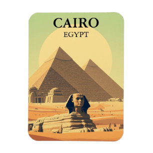 Cairo Egypt Pyramids & Sphinx Travel Vintage Magnet