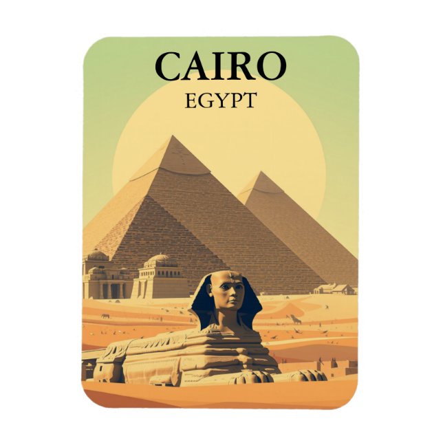 Cairo Egypt Pyramids & Sphinx Travel Vintage Magnet (Vertical)
