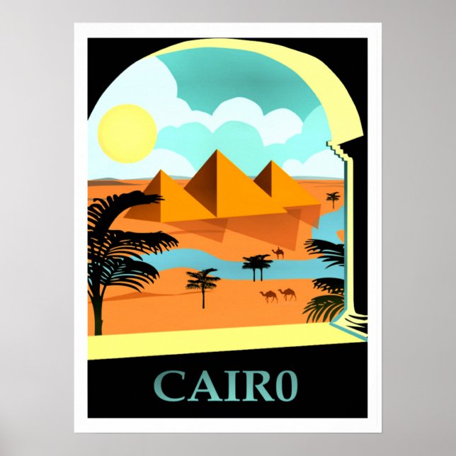 Cairo, Egypt vintage travel poster (Front)