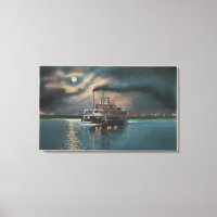 Cairo, IL - Night View of Steamer on Miss. River