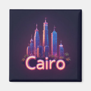 Cairo Neon Skyline With Modern Skyscr Magnet