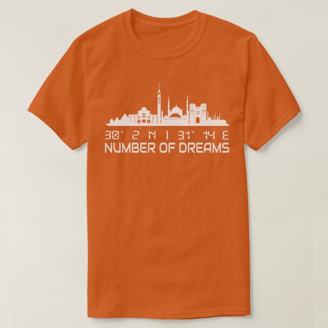 Cairo Skyline Gps Coordinates Egypt T-Shirt (Design Front)
