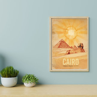 Cairo Travel - Pyramids Desert Vintage Poster