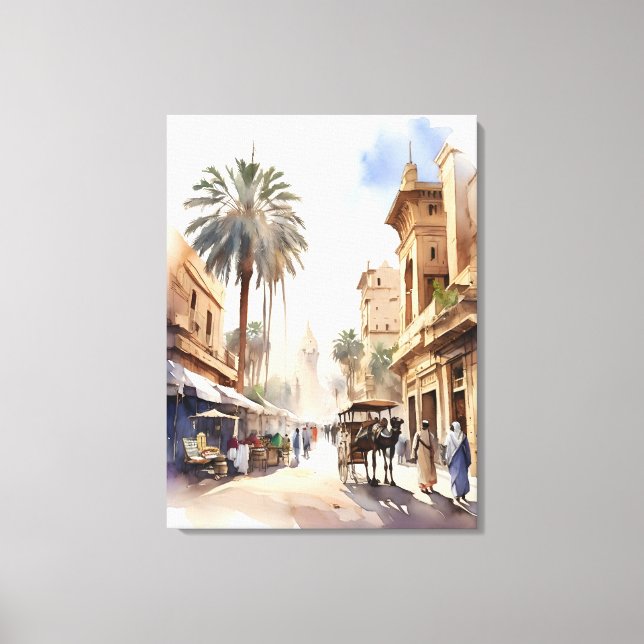Cairo watercolor art canvas print (Front)