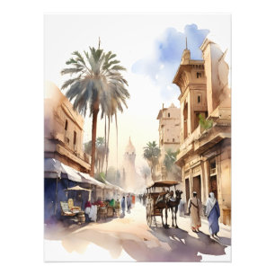 Cairo watercolor art photo print