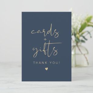 CAITLIN Elegant Navy and Gold Cards & Gifts Sign