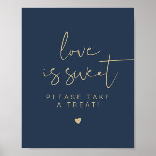 CAITLIN Elegant Navy Gold Love is Sweet Favour Sig Poster
