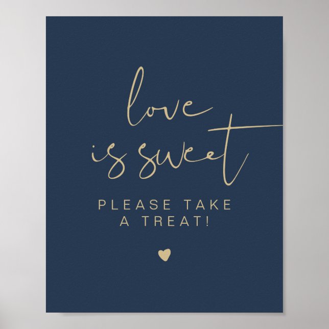CAITLIN Elegant Navy Gold Love is Sweet Favour Sig Poster (Front)