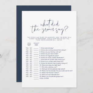 CAITLIN Minimal What Did The Groom Say Bridal Game Invitation
