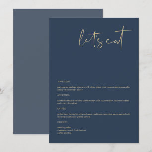 CAITLIN Modern Navy and Gold 5x7" Let's Eat Menu