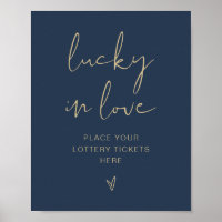 CAITLIN Modern Navy and Gold Lucky in Love Sign