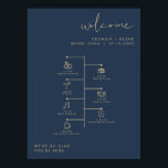 CAITLIN Modern Navy and Gold Wedding Icon Timeline Poster<br><div class="desc">This wedding icon timeline and welcome sign features an edgy handwritten font and modern minimalist design and a modern navy blue and gold colour combination. Click 'click to customise further' in the personalisation section to open up the full editor. To add new icons, visit https://www.svgrepo.com/ and search the icon you...</div>