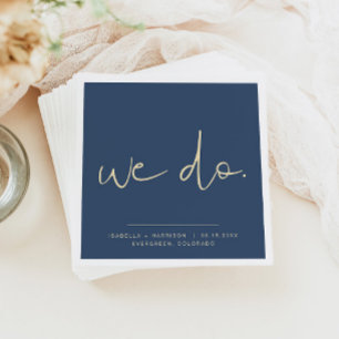 CAITLIN Modern Navy and Gold Wedding We Do Napkin
