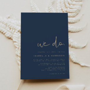 CAITLIN- Navy and Gold Modern Minimalist Edgy Invitation