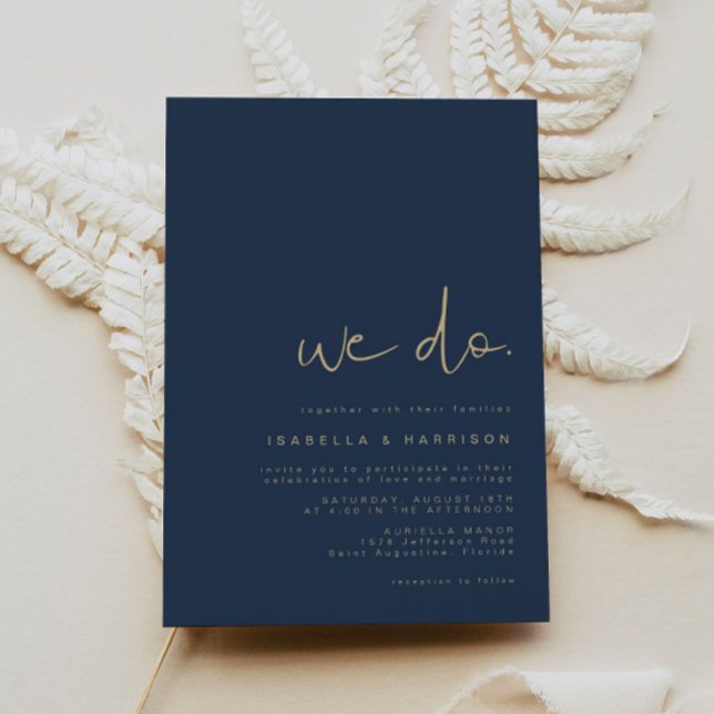 CAITLIN- Navy and Gold Modern Minimalist Edgy Invitation (Creator Uploaded)