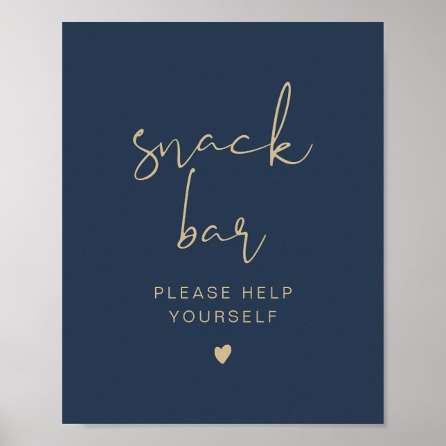 CAITLIN Navy and Gold Modern Snack Bar Poster (Front)