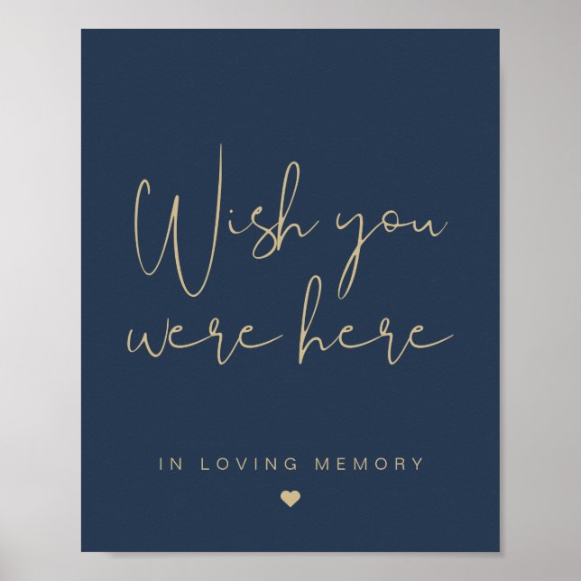 CAITLIN Navy and Gold Modern Wish You Were Sign (Front)