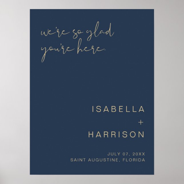 CAITLIN Navy and Gold Wedding Welcome Poster (Front)