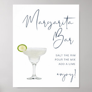 CAITLIN Navy Blue Modern Margarita Bar Sign