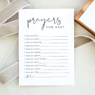 CAITLIN Navy Blue Modern Prayers for Baby Card