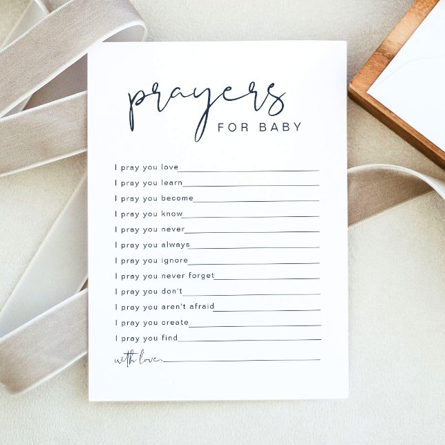 CAITLIN Navy Blue Modern Prayers for Baby Card (Creator Uploaded)
