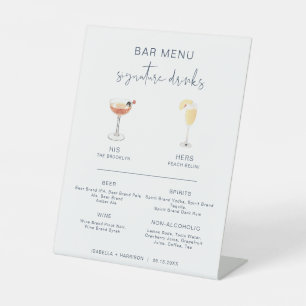 CAITLIN Navy Cocktail Signature Drink Bar Menu Pedestal Sign