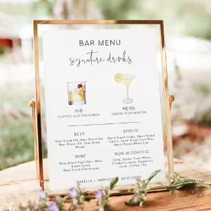 CAITLIN Navy Cocktail Signature Drink Bar Menu Poster