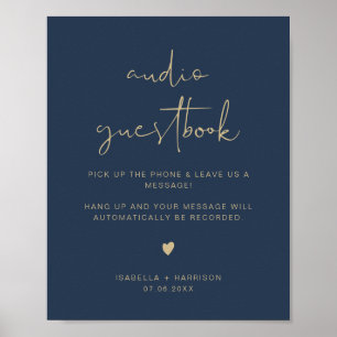 CAITLIN Navy & Gold Audio Guestbook Wedding Sign