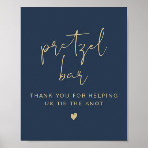 CAITLIN Navy & Gold Minimalist Pretzel Bar Sign