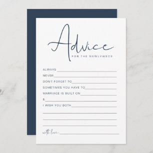 CAITLIN Navy Gold Newlywed Advice and Wishes Game Invitation