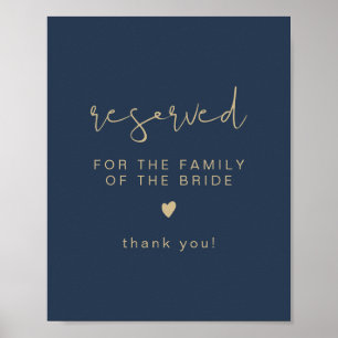 CAITLIN Navy & Gold Reserved for Family of Bride Poster