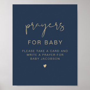 CAITLIN Navy & Gold Shower Prayers for Baby Sign