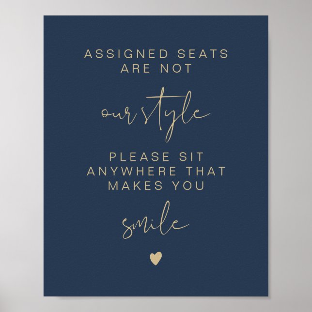 CAITLIN Navy & Gold Sit Anywhere No Assigned Seat  Poster (Front)