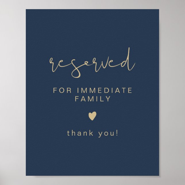 CAITLIN Navy & Gold Wedding Reserved Seating Sign (Front)