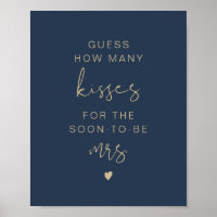 CAITLIN Navy Guess How Many Kisses Bridal Sign