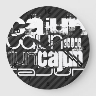 Cajun; Black & Dark Grey Stripes Large Clock
