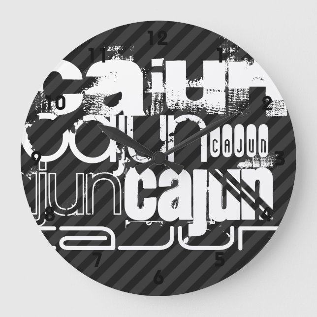 Cajun; Black & Dark Grey Stripes Large Clock (Front)