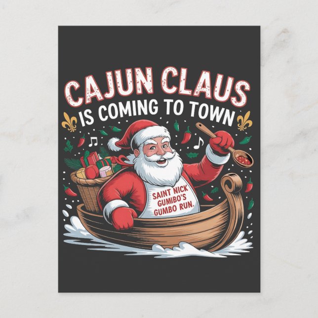 Cajun Clause Is Coming to Town Christmas Krampus  Invitation Postcard (Front)