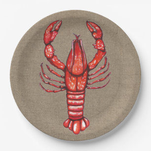 Cajun Crawfish & Faux Burlap Paper Plate