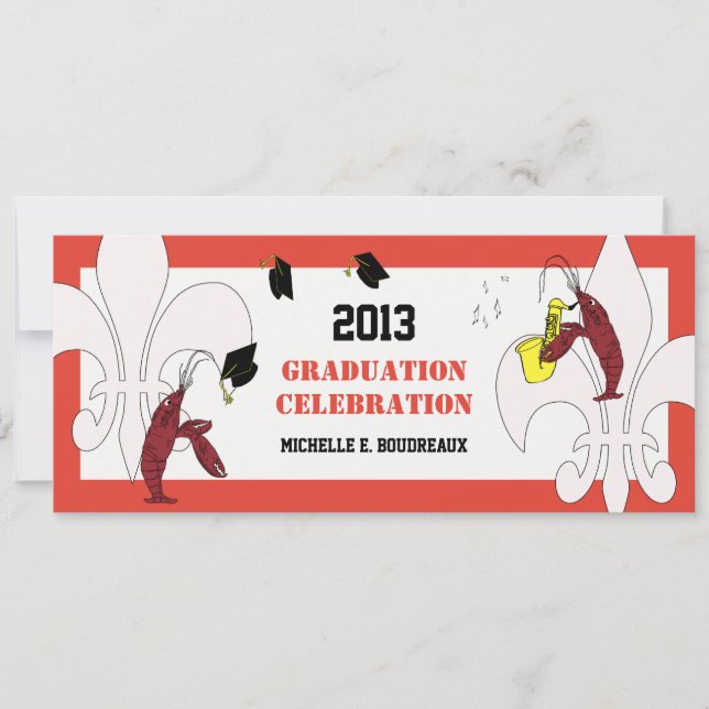 Cajun Crawfish Jazz Graduation Party Invitation (Front)