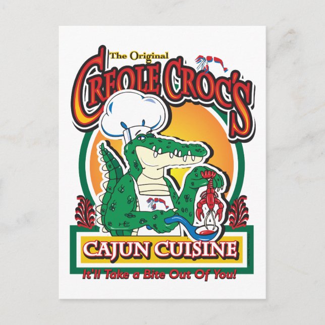 Cajun Creole Mardi Gras Crocodile Postcard (Front)