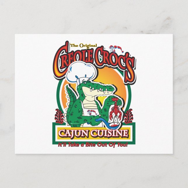 Cajun Creole Mardi Gras Crocodile Postcard (Front)